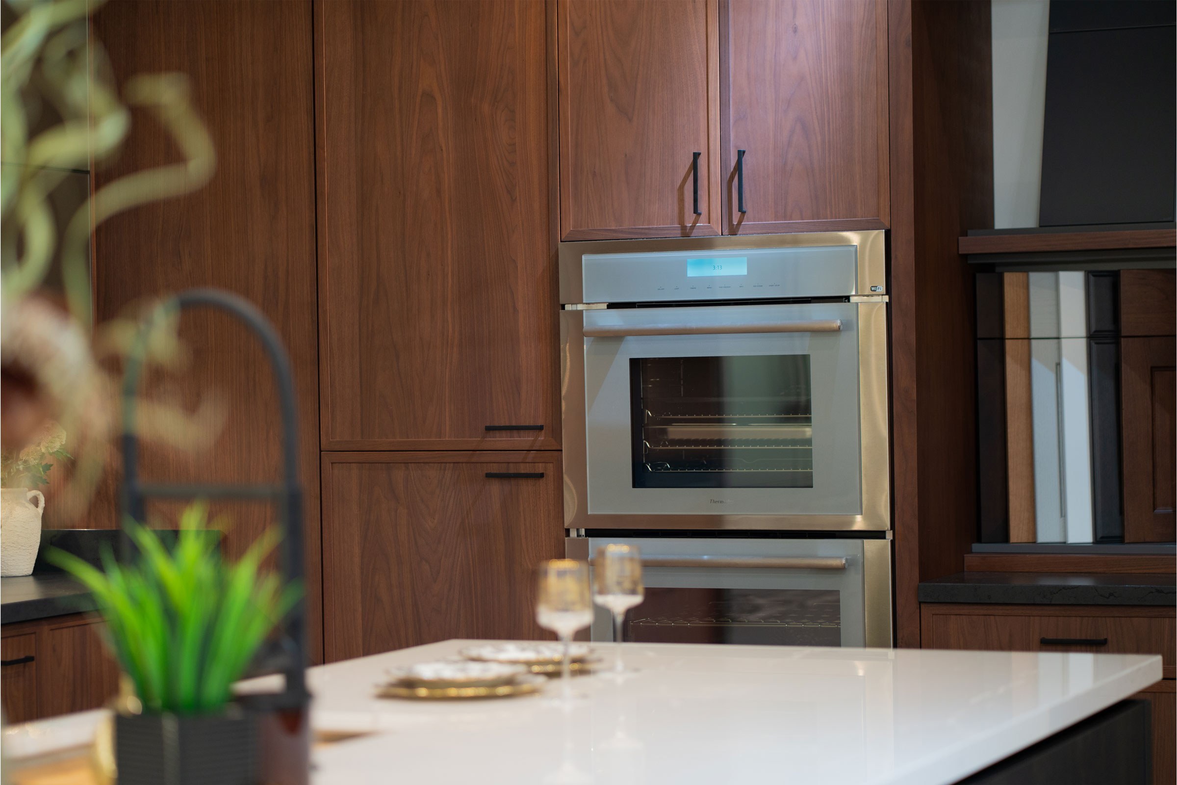 Thermador wall oven displayed in Bellmont Cabinetry kitchen display