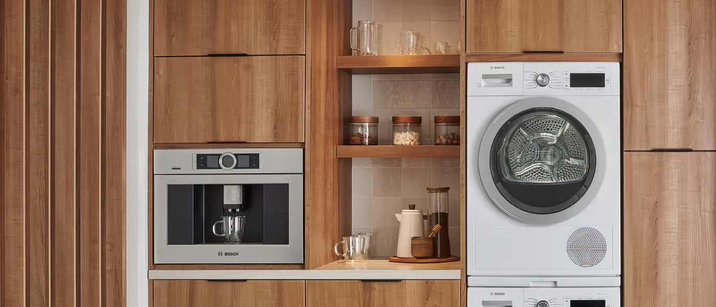 Bosch RNA 500 series stacked laundry pair